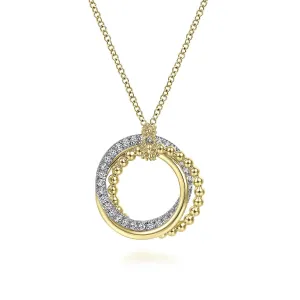 14K Two Toned Diamond Interlocking Circle of Love Pendant, 0.25 Carat TW