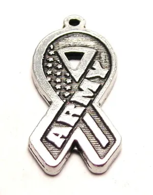 Army Awareness Ribbon Genuine American Pewter Charm