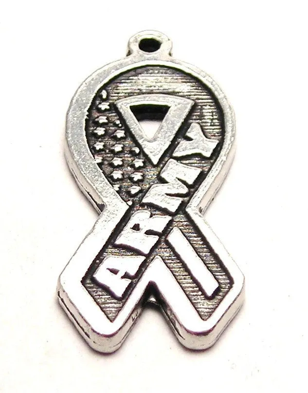 Army Awareness Ribbon Genuine American Pewter Charm