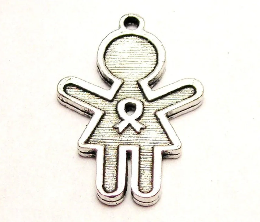 Awareness Ribbon Girl Genuine American Pewter Charm