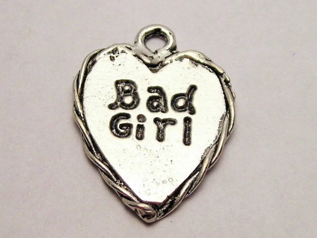 Bad Girl Heart Genuine American Pewter Charm