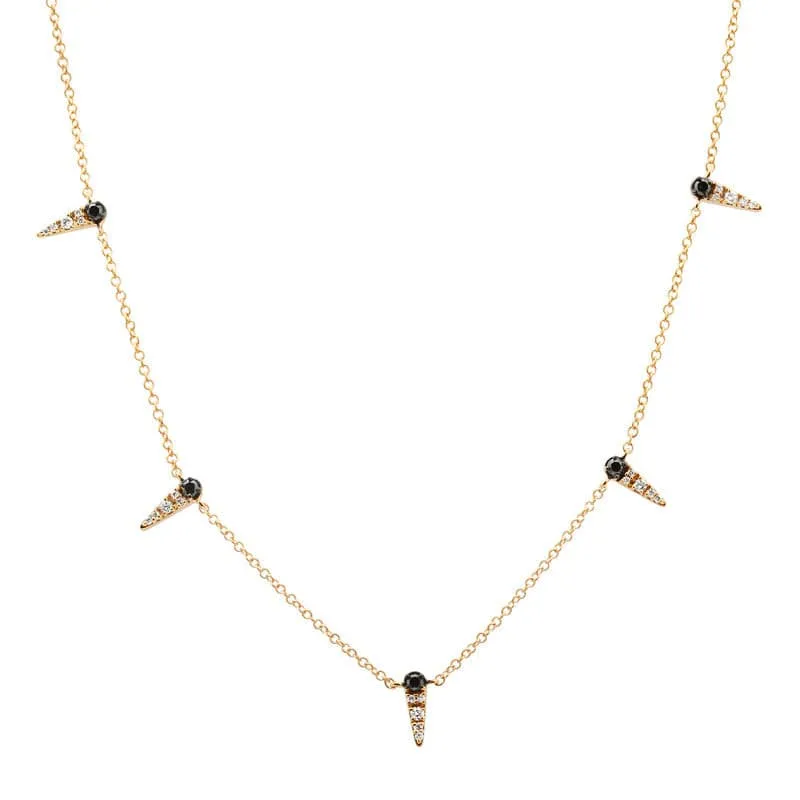 Black & White Diamond Tassel Strand Necklace