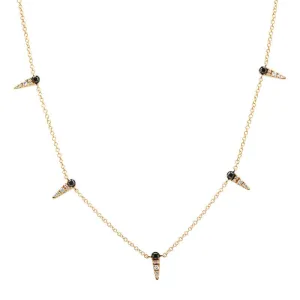 Black & White Diamond Tassel Strand Necklace