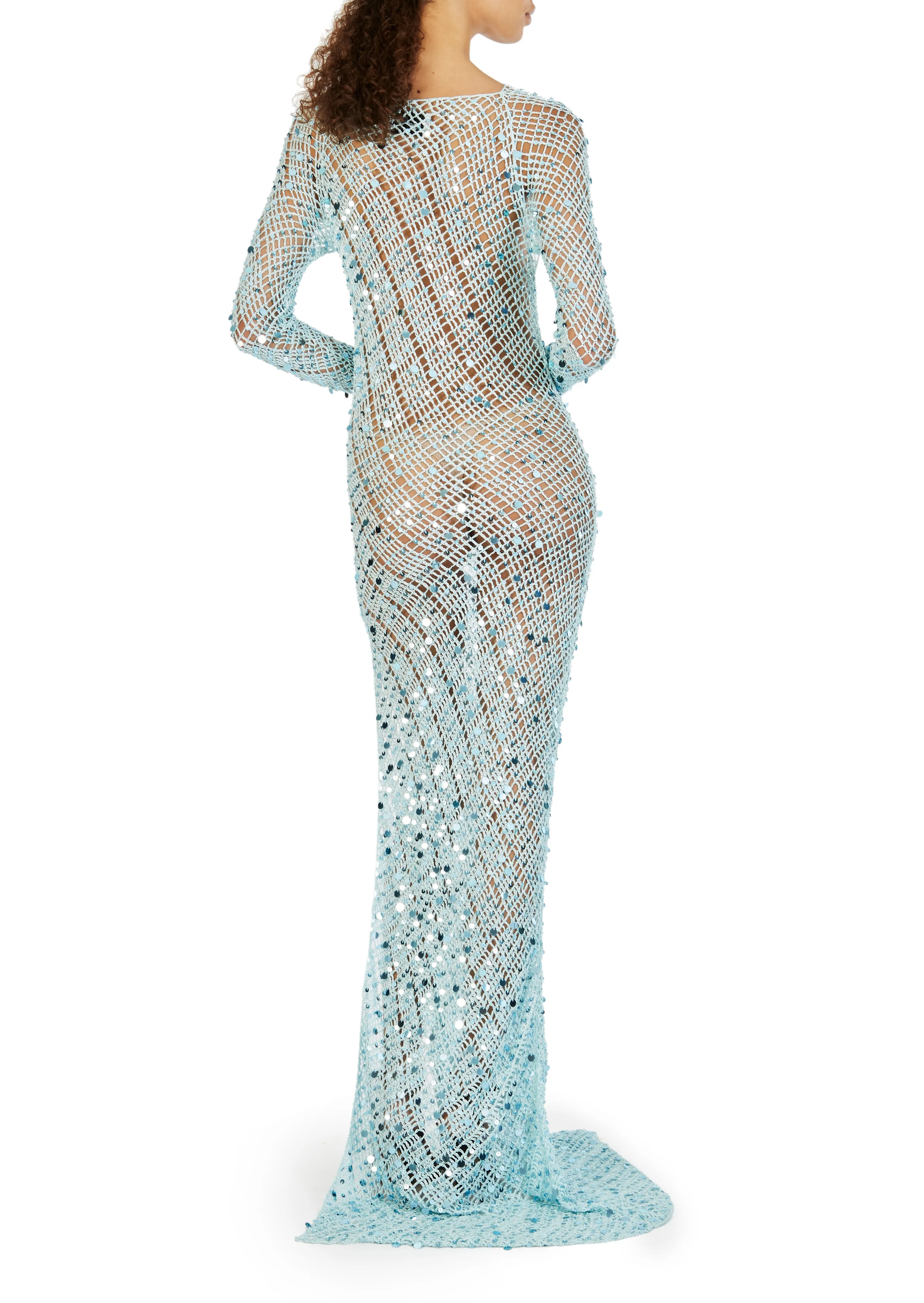 Blue Sequin Maxi Dress