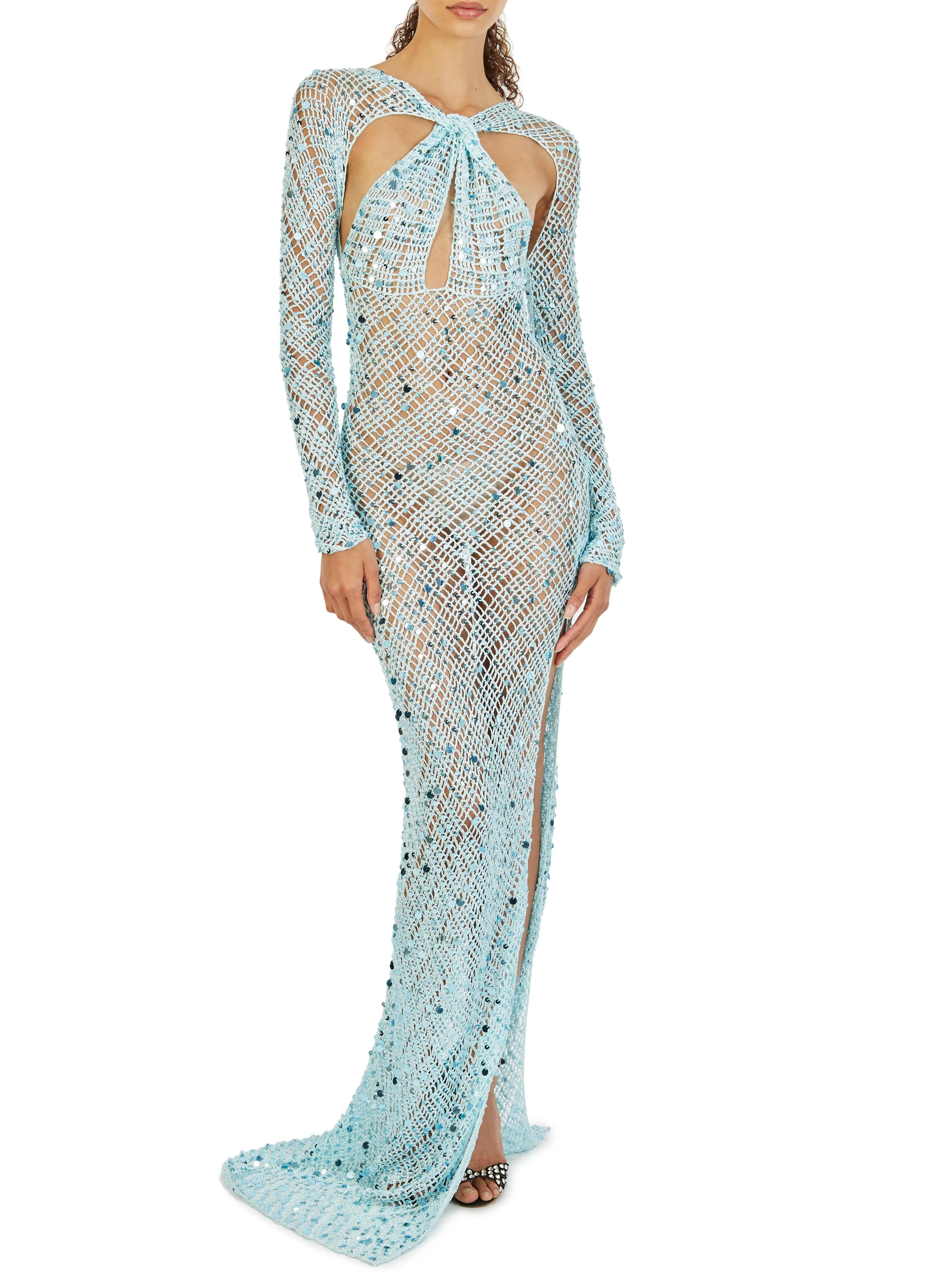 Blue Sequin Maxi Dress