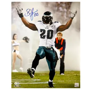 Brian Dawkins Signed Philadelphia Eagles Smoke Entrance Football 16x20 Photo (Beckett)
