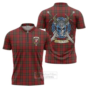 Brodie Tartan Zipper Polo Shirt with Family Crest Celtic Skull Style