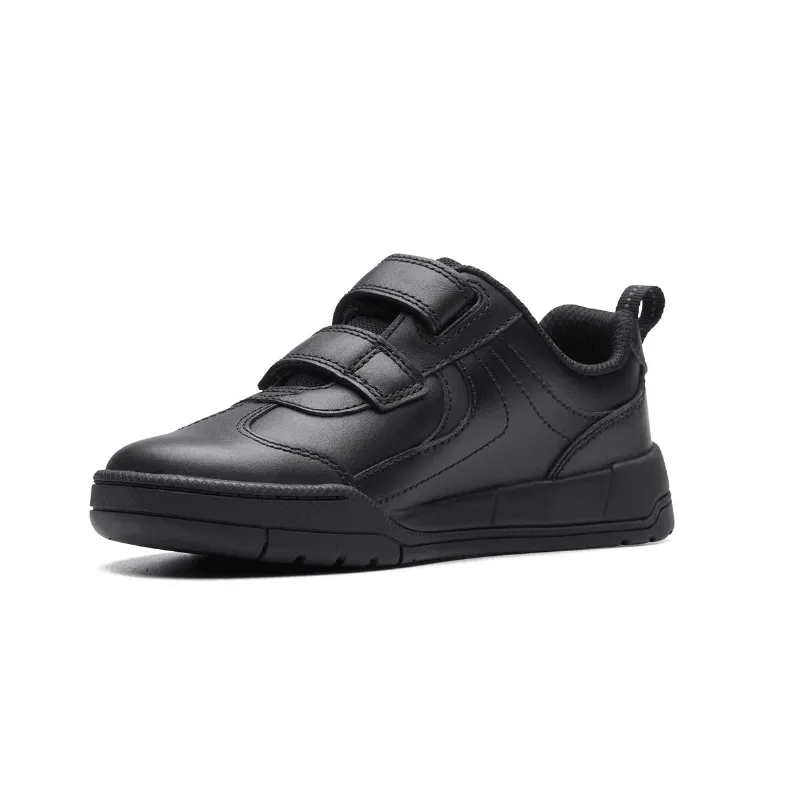 Clarks Boys School Shoe Kick Pace K Black Leather