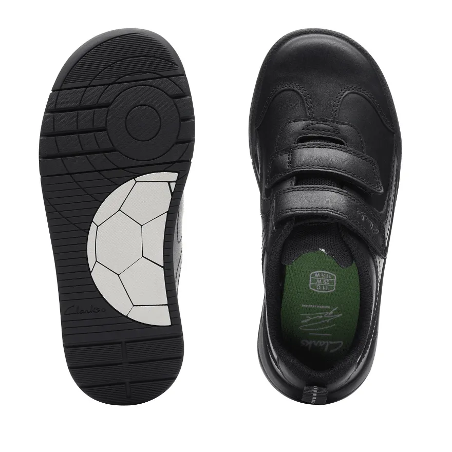Clarks Boys School Shoe Kick Pace K Black Leather