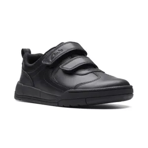 Clarks Boys School Shoe Kick Pace K Black Leather