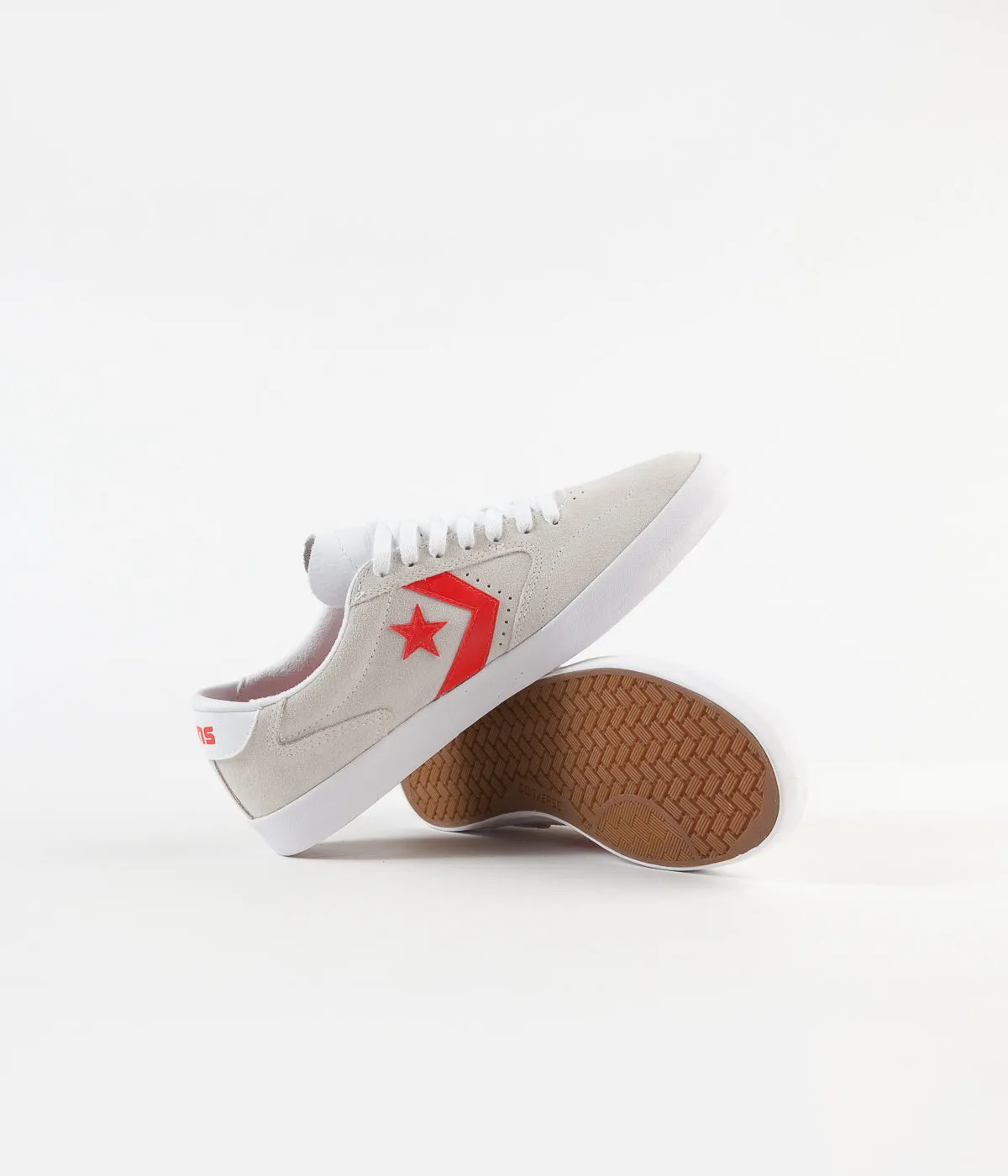Converse Checkpoint Pro Ox Classic Suede Shoes - White / Habanero Red / White