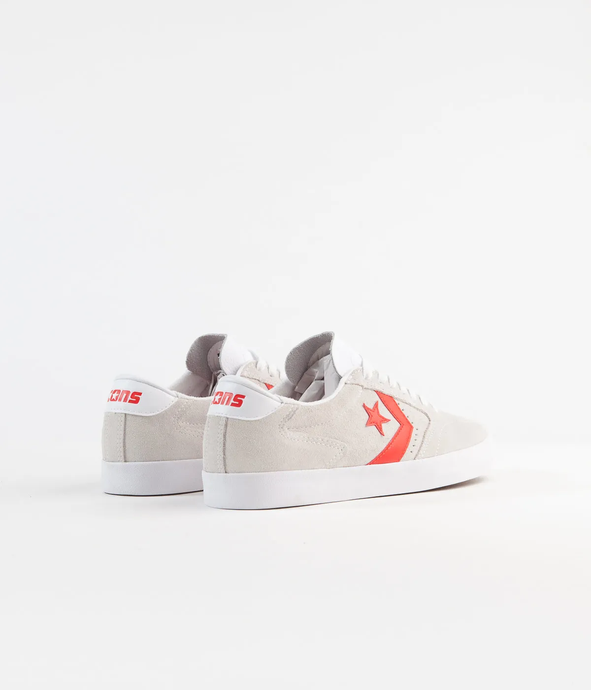 Converse Checkpoint Pro Ox Classic Suede Shoes - White / Habanero Red / White