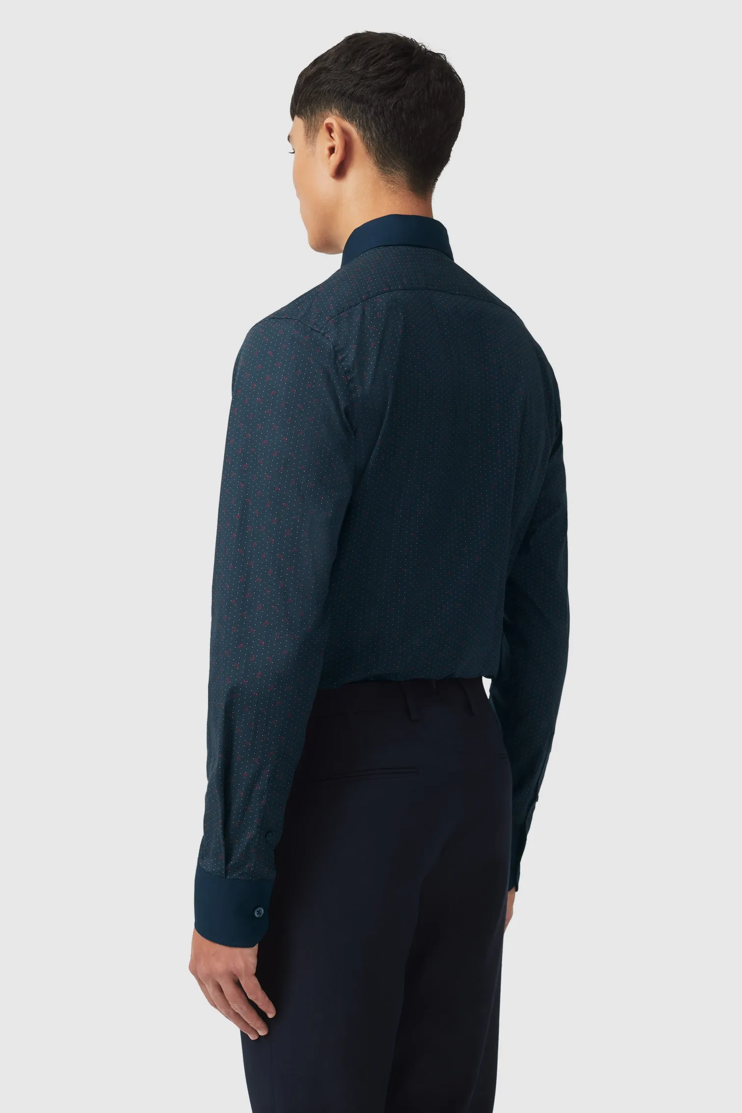 Elgin Slim Fit Navy Cotton Shirt - ARCHIVE