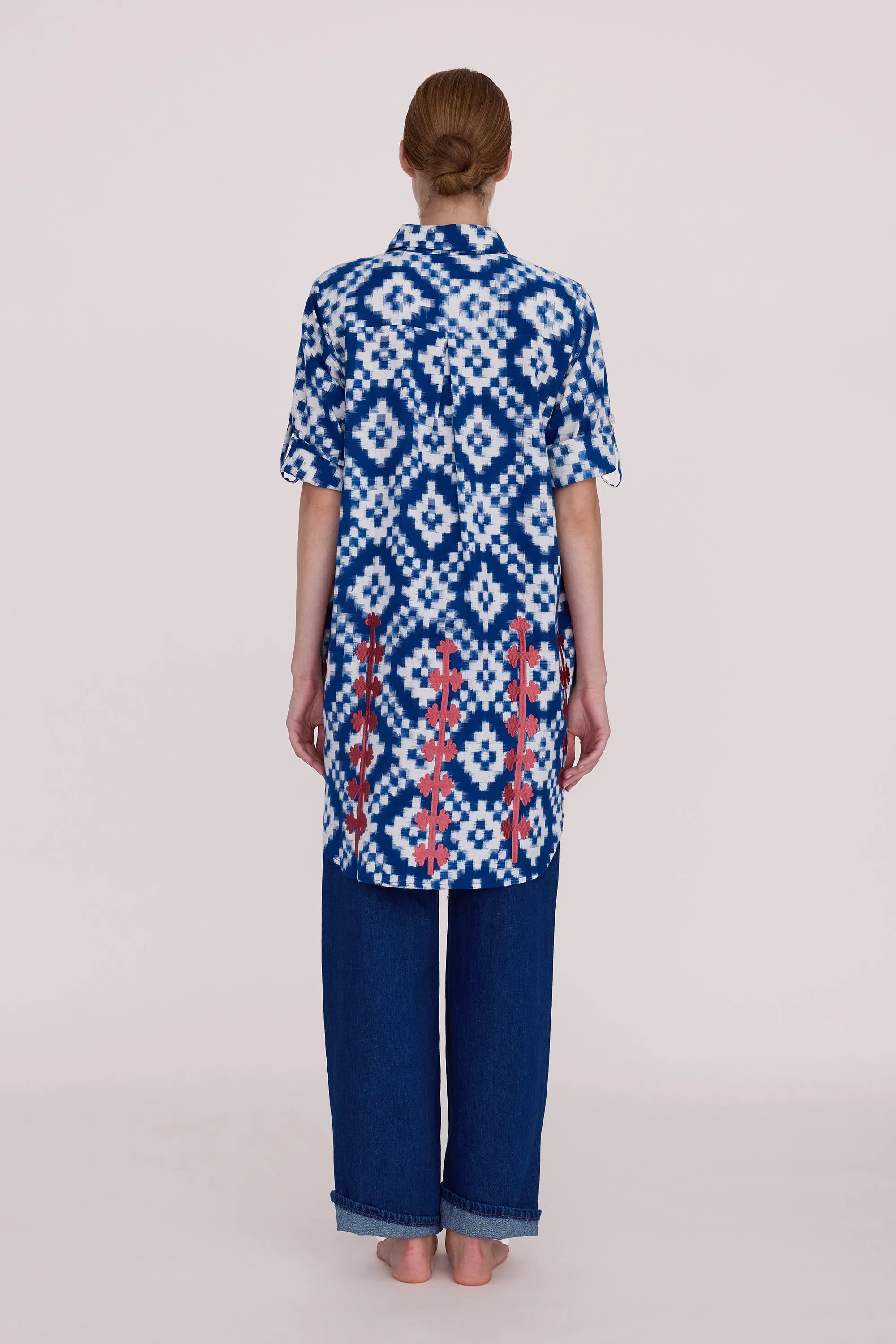 Geometric Blue Chemisier