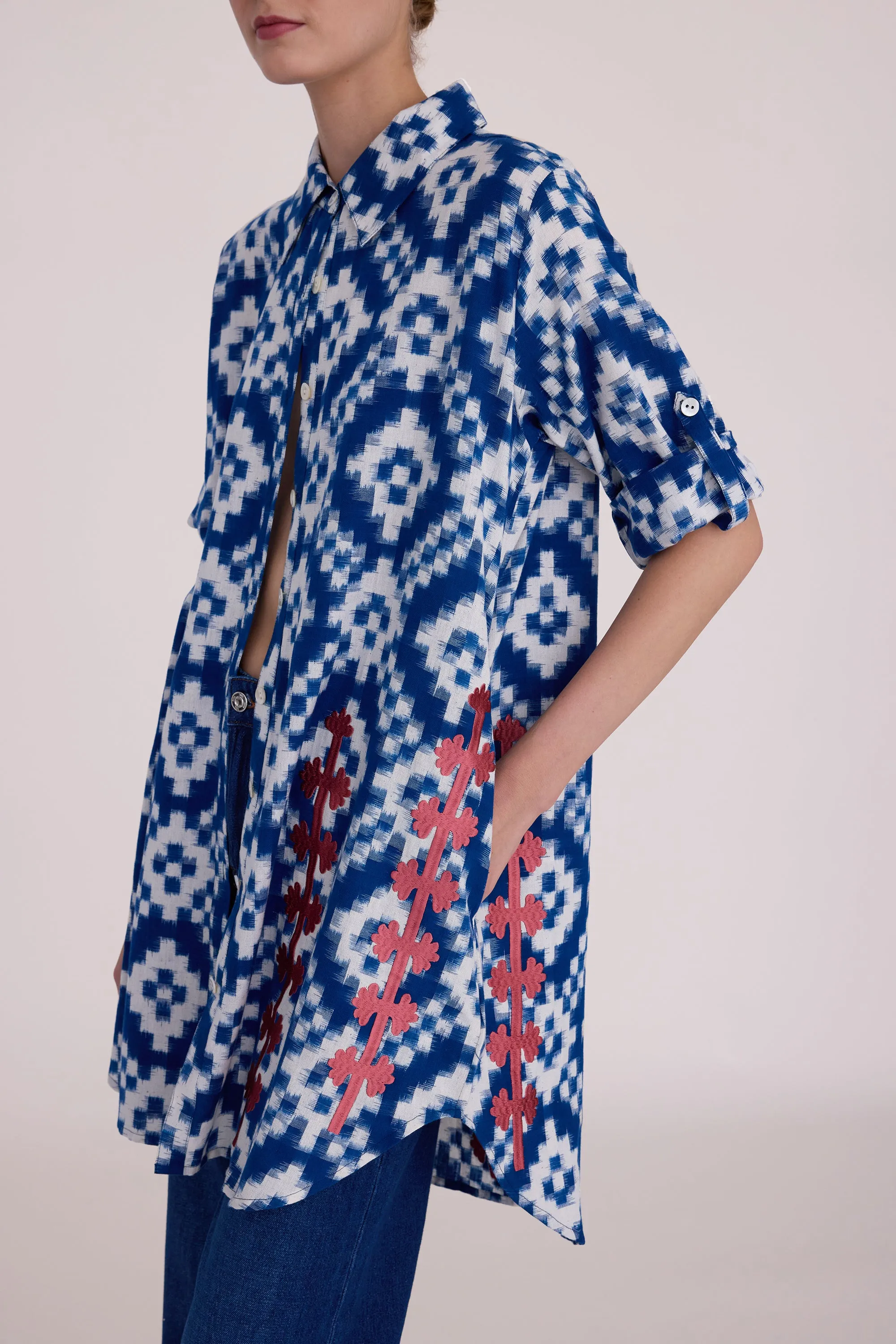 Geometric Blue Chemisier