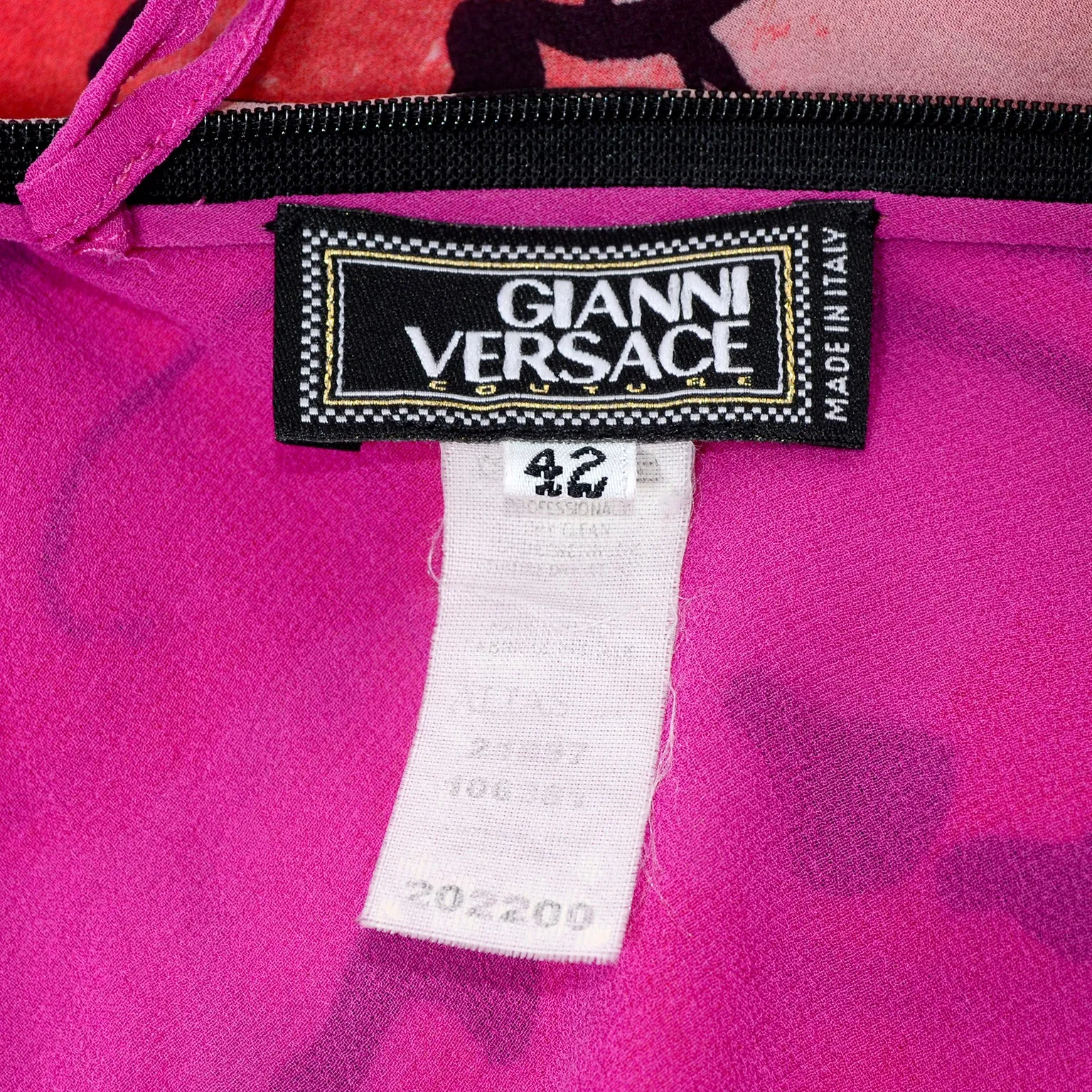 Gianni Versace Couture Silk Halter Dress w/ Slits and Pink Flowers