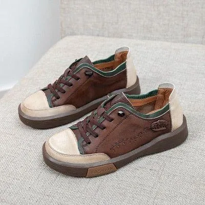 Leather Flat Women's Casual Shoes GRCL14 Fashion Breathable Sneakers