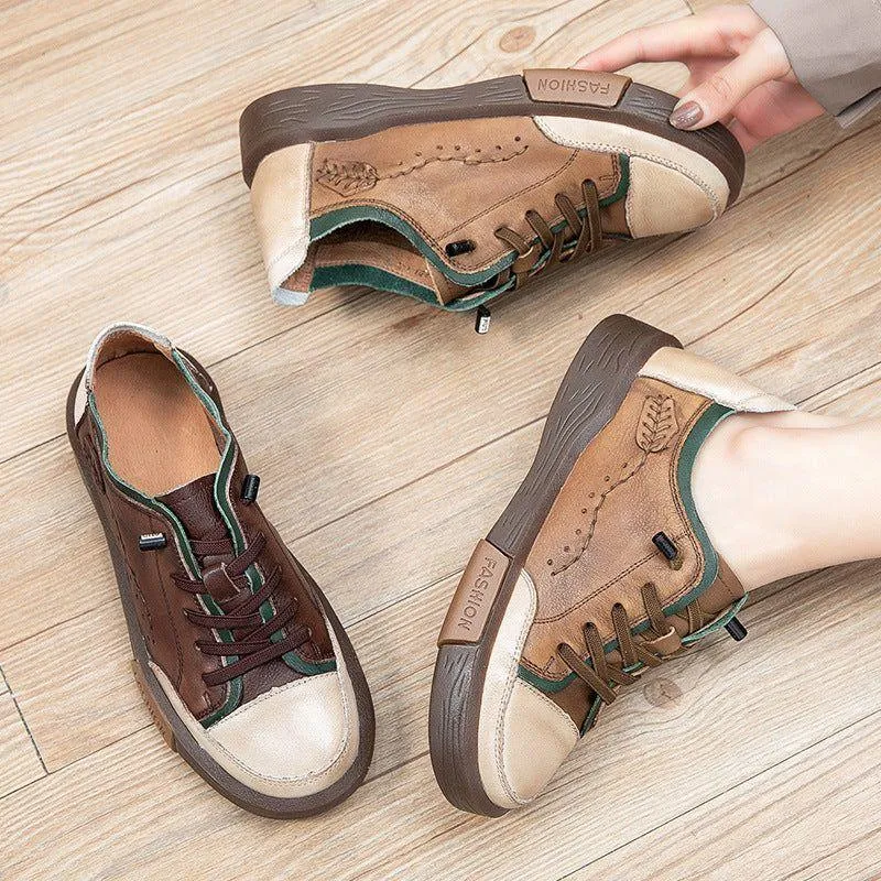 Leather Flat Women's Casual Shoes GRCL14 Fashion Breathable Sneakers