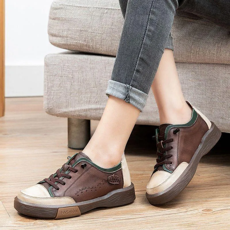 Leather Flat Women's Casual Shoes GRCL14 Fashion Breathable Sneakers