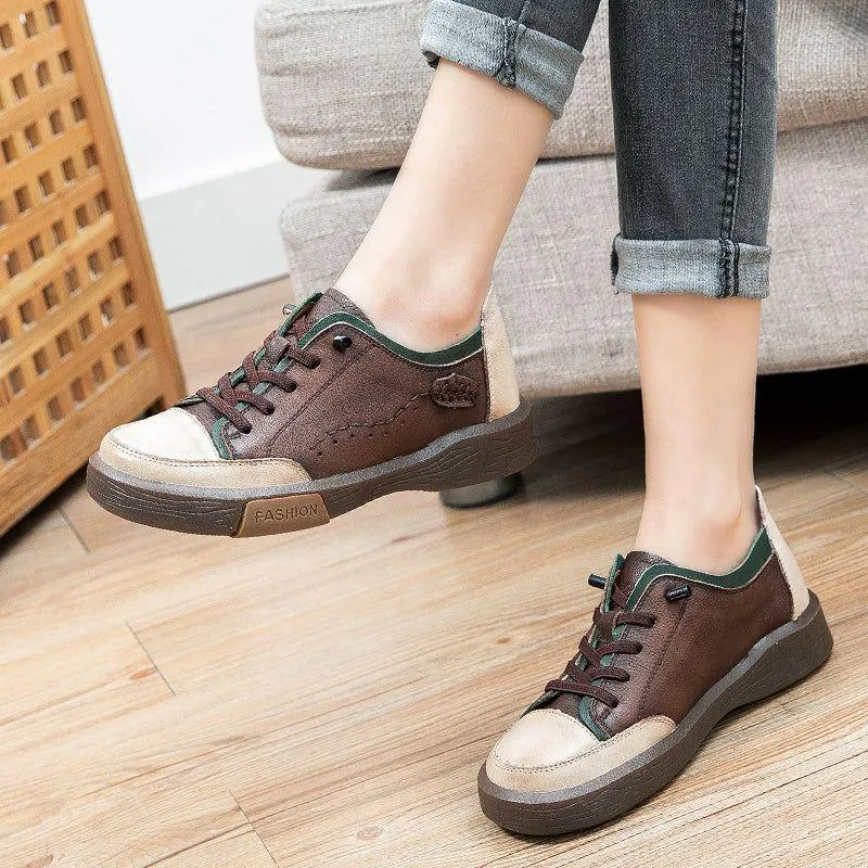 Leather Flat Women's Casual Shoes GRCL14 Fashion Breathable Sneakers