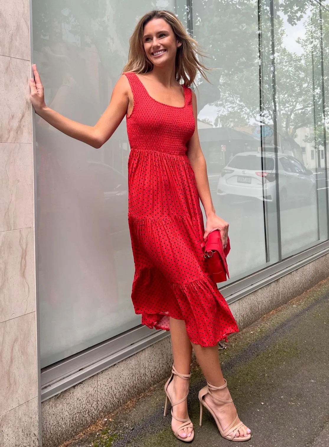 Lina Dress - Red Polka Dot