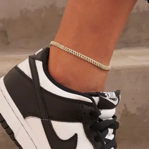 Micro Diamond Prong Anklet - Yellow Gold