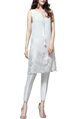 Natasha Kamal - Opal Georgette Tunic With Raw Silk Pants & Dupatta