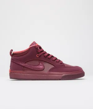 Nike SB React Leo Premium Shoes - Dark Beetroot / Dark Beetroot - Team Red