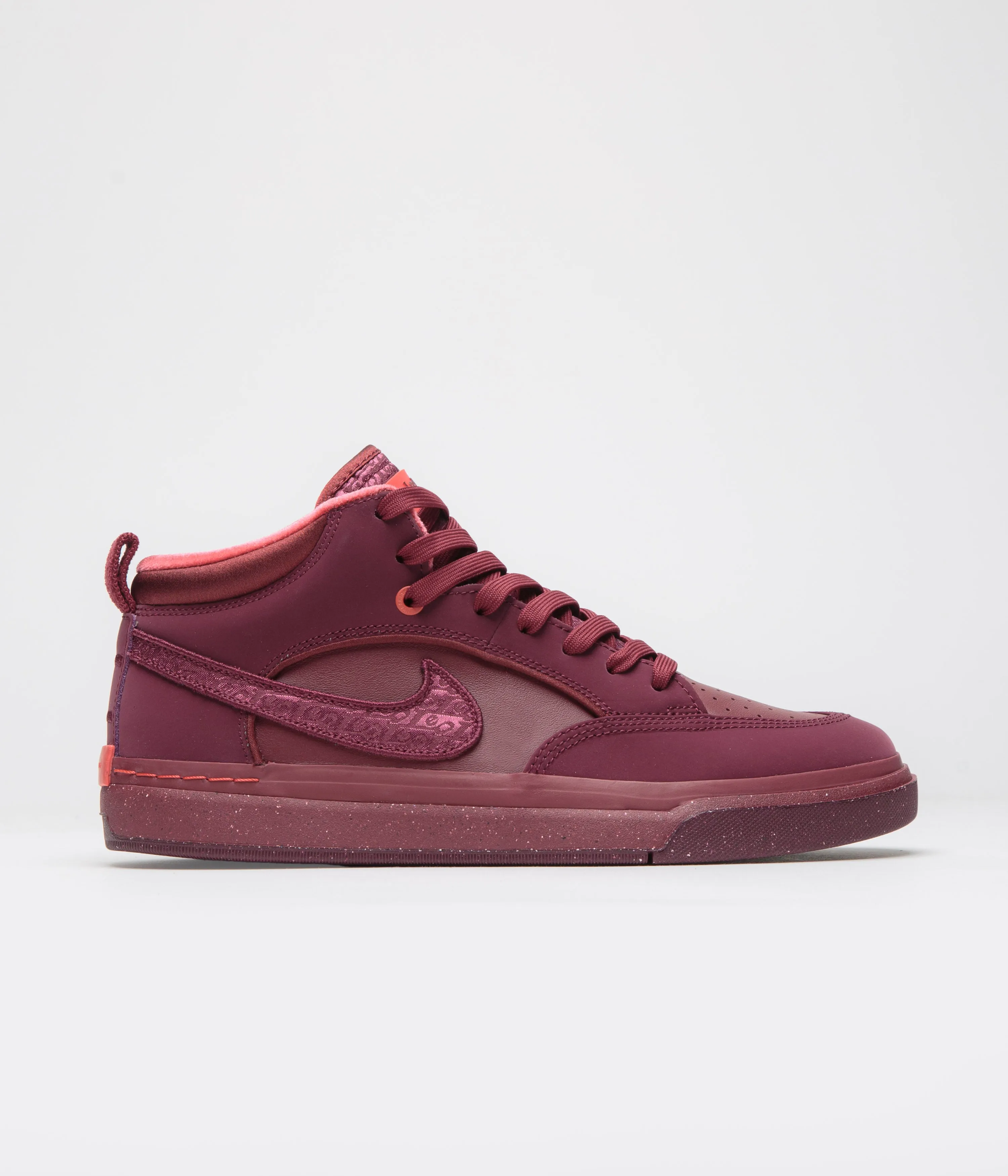 Nike SB React Leo Premium Shoes - Dark Beetroot / Dark Beetroot - Team Red