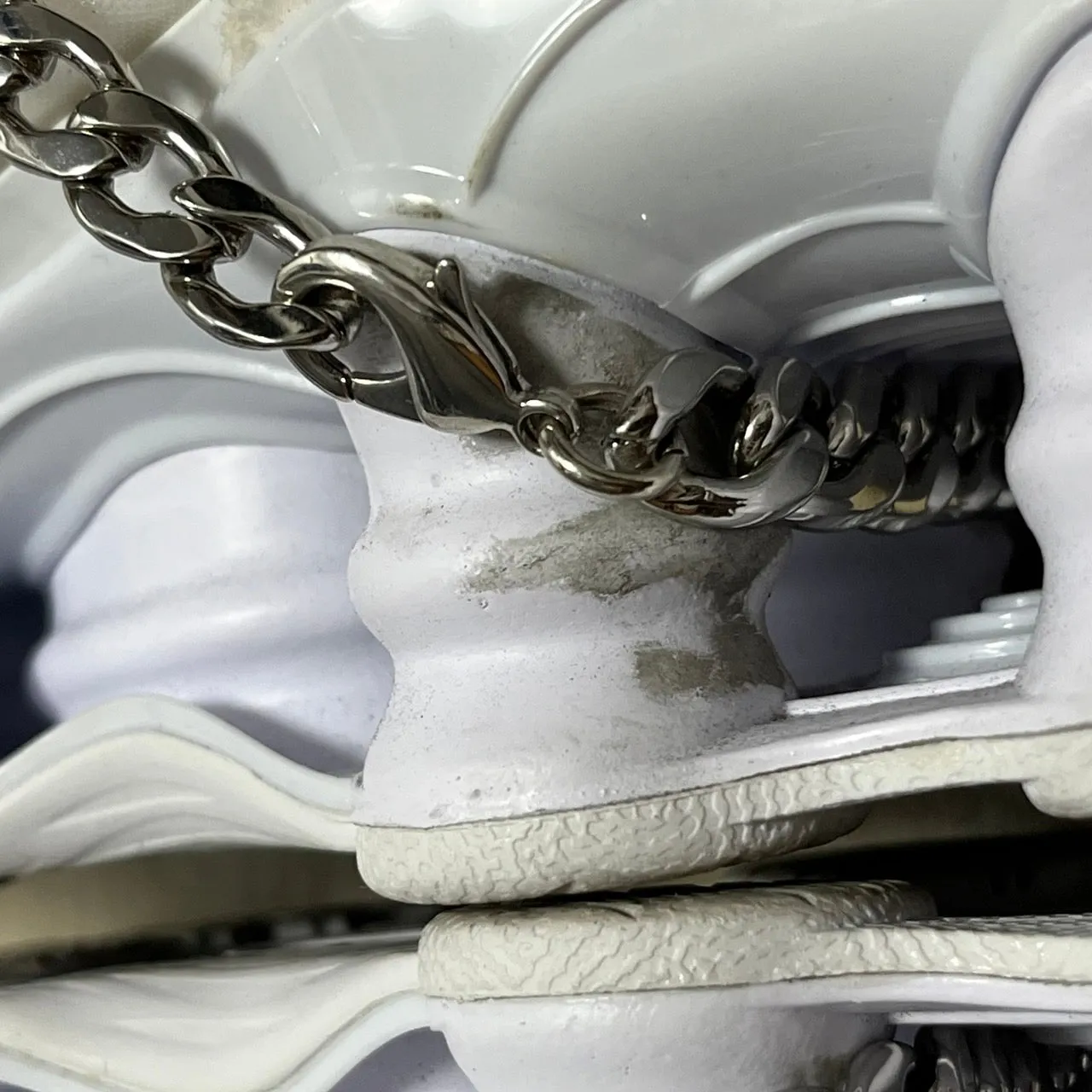 NIKE×COMME des GARCONS ナイキ コムデギャルソン 19SS WMNS Shox TL White CJ0546-100 ロゴチェーンスニーカー