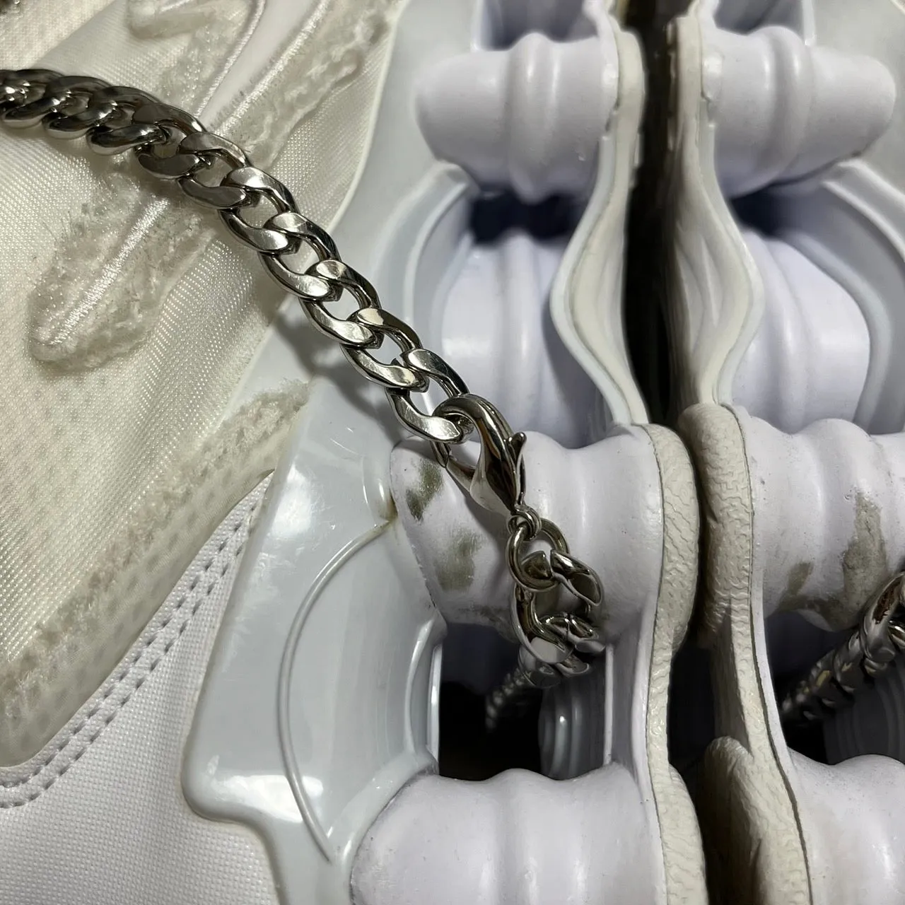 NIKE×COMME des GARCONS ナイキ コムデギャルソン 19SS WMNS Shox TL White CJ0546-100 ロゴチェーンスニーカー