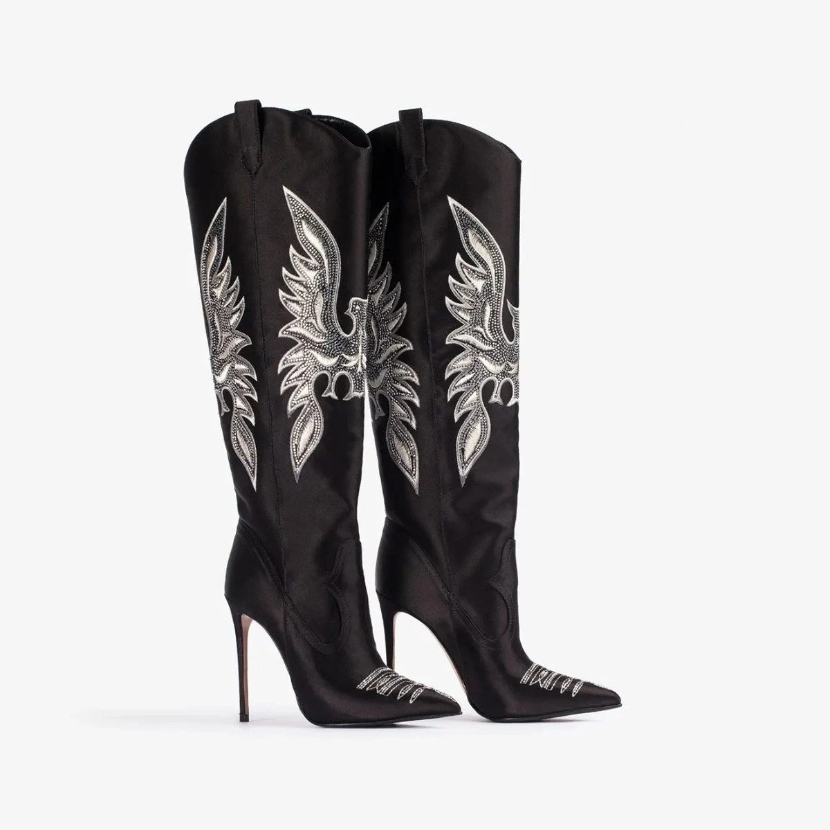 Rania Stilettos Embroidered knee high cowgirl boots