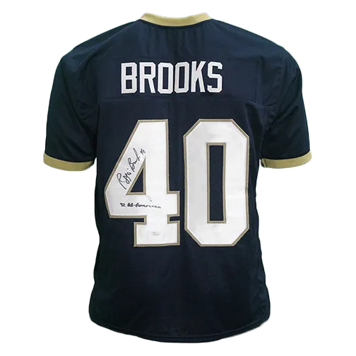 Reggie Brooks Notre Dame Autographed Football Jersey Blue (JSA)