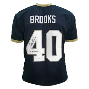 Reggie Brooks Notre Dame Autographed Football Jersey Blue (JSA)