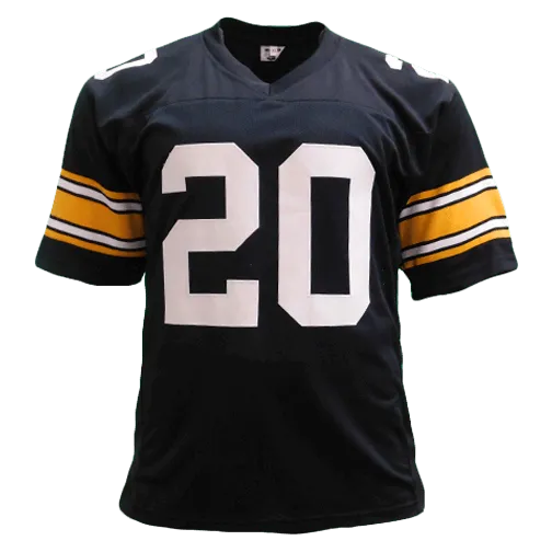 Rocky Bleier Autographed Pro Style Football Jersey Black (Beckett) 4X Super Bowl Champ Inscription