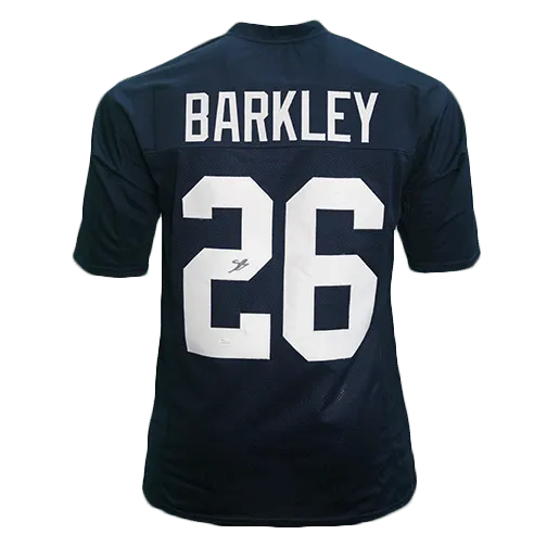 Saquon Barkley Penn State Autographed Football Jersey Blue (JSA)