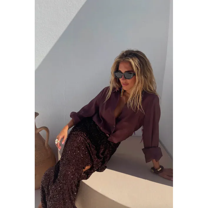 Sequin Jaspre Skirt Chocolate