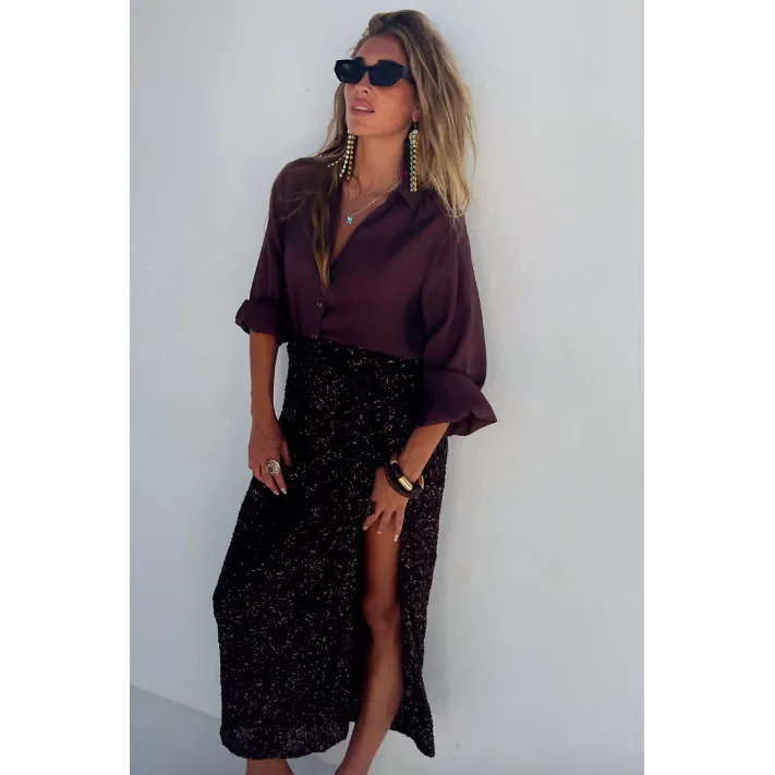 Sequin Jaspre Skirt Chocolate