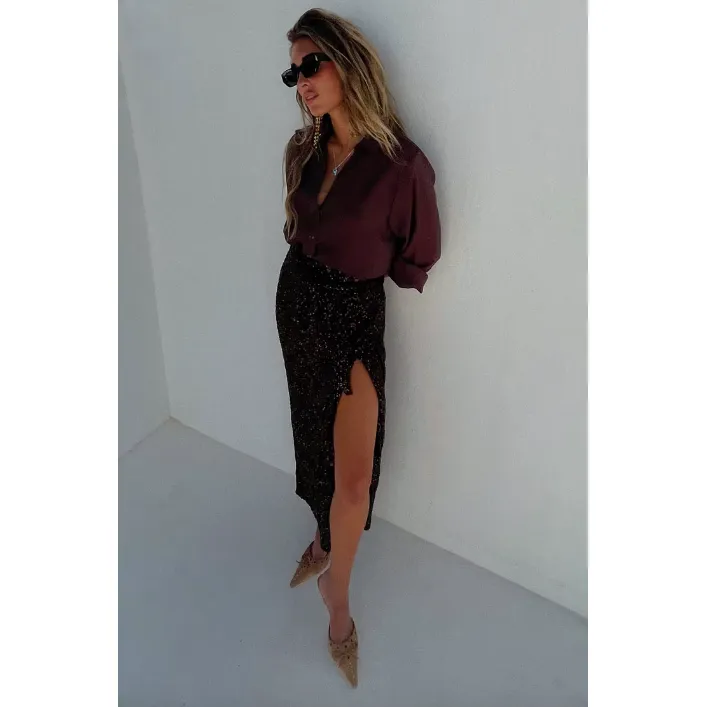 Sequin Jaspre Skirt Chocolate
