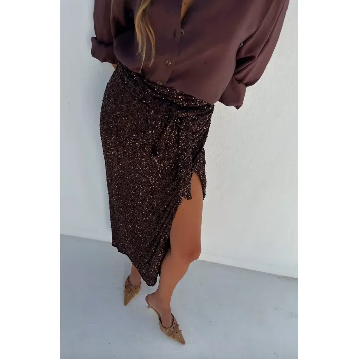 Sequin Jaspre Skirt Chocolate