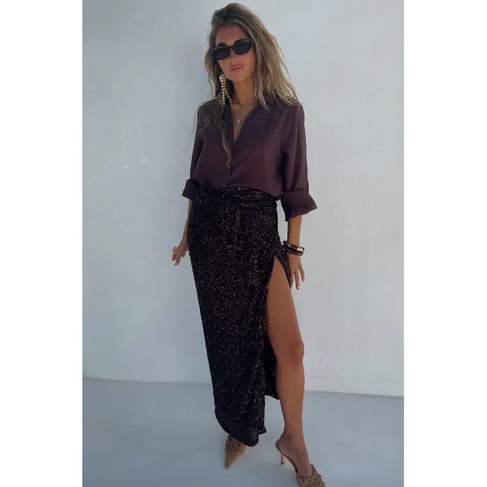 Sequin Jaspre Skirt Chocolate