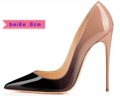 SEXEMARA Classic Patent Leather Multi Choice Heel Stiletto Shoes