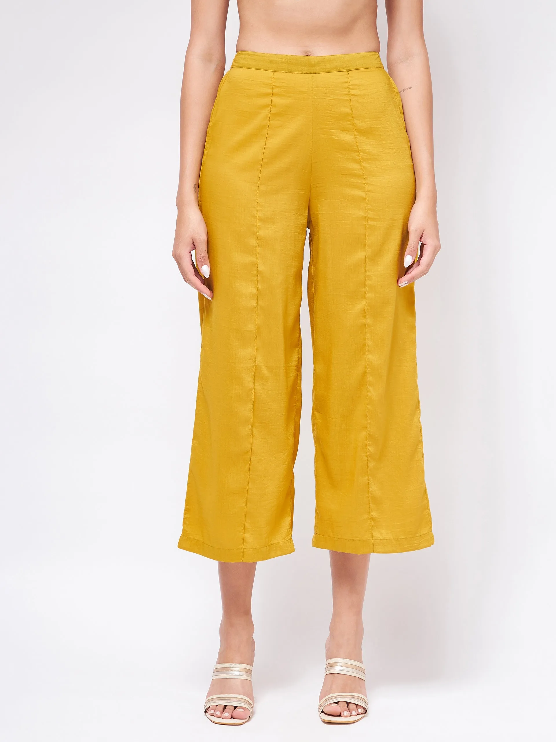 Shringaar Mustard Block Printed Stylish Top With Matching Pant