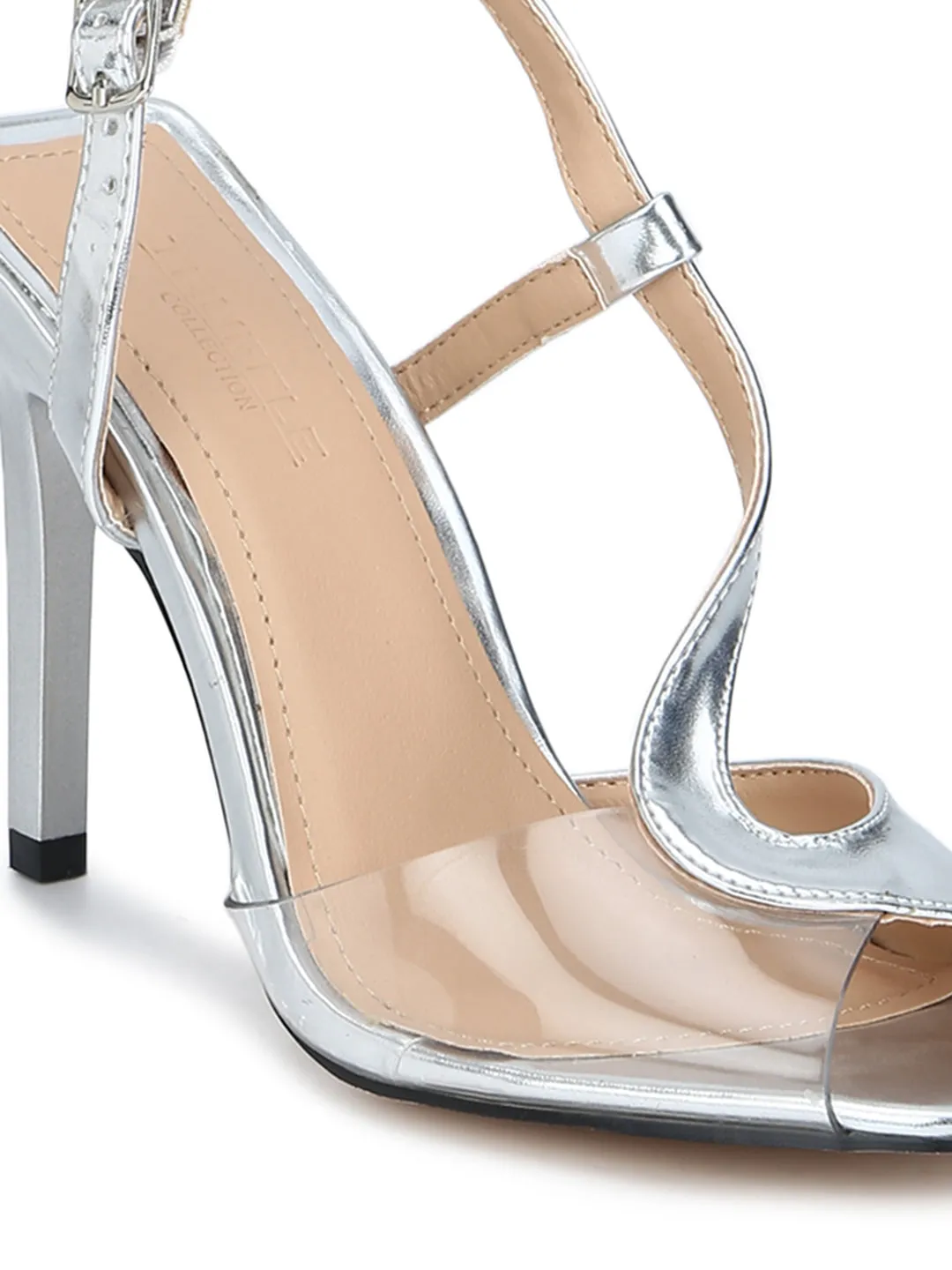 Silver Metallic Perspex Strappy Stilettos