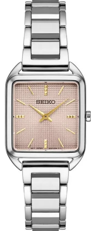 Stainless Steel Ladies' Quartz Watch with Mauve Pink Dial