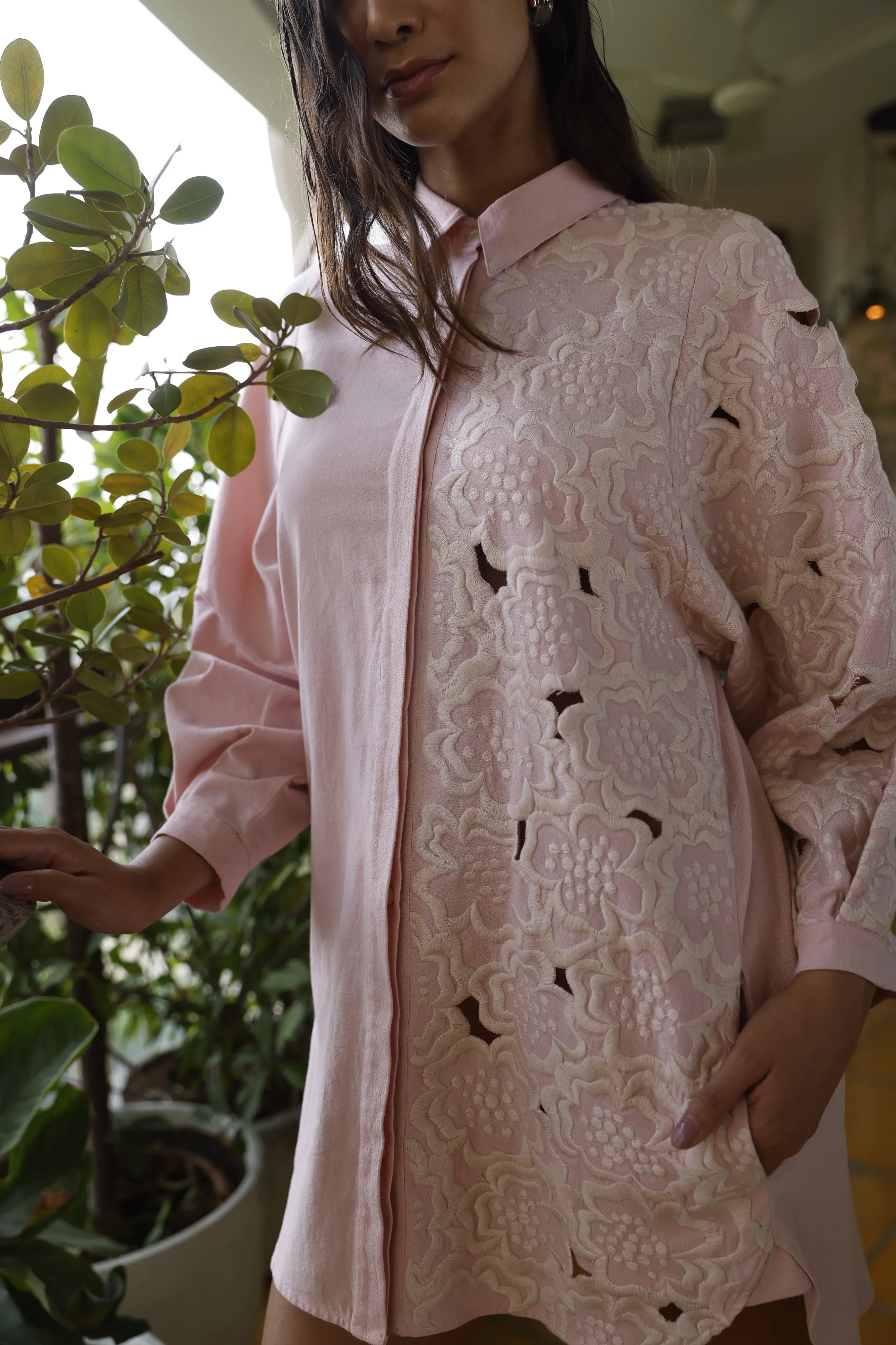 Statement 100% Cotton Full sleeves Embroidered Shirt Dress