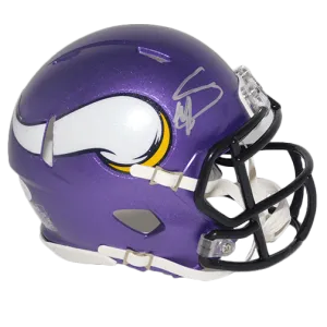 Stefon Diggs Vikings Autographed Mini Speed Football Helmet (JSA)