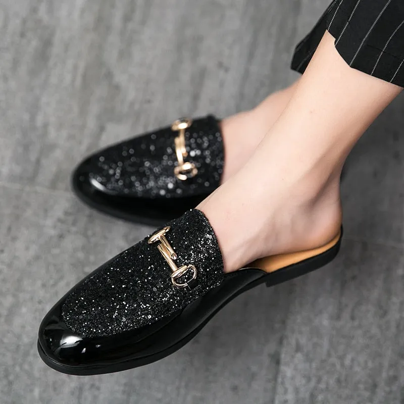 Summer Men Black Half Shoes Breathable Slip-on Half Slippers Man Outdoor Buckle Mules Lightweight Anti-slip Comfy Casual Shoes