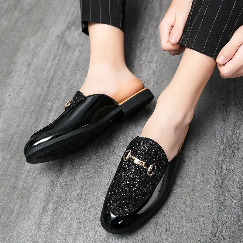 Summer Men Black Half Shoes Breathable Slip-on Half Slippers Man Outdoor Buckle Mules Lightweight Anti-slip Comfy Casual Shoes
