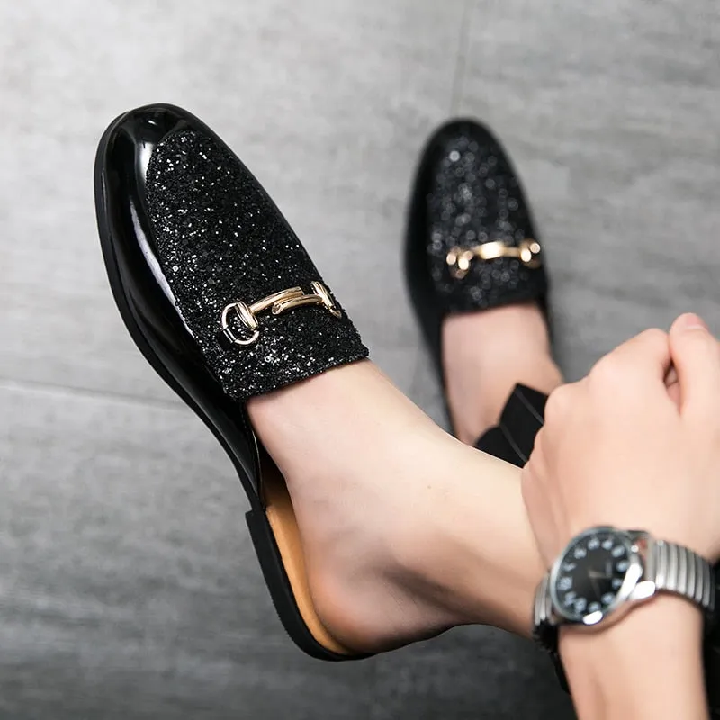 Summer Men Black Half Shoes Breathable Slip-on Half Slippers Man Outdoor Buckle Mules Lightweight Anti-slip Comfy Casual Shoes